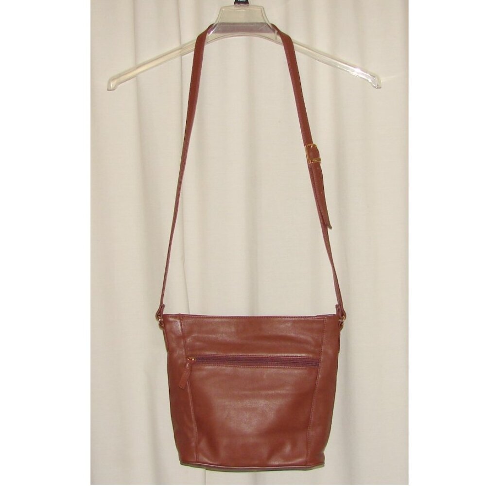 Vtg Brown Ganson Leather Shoulder Bag Handbag Purse NWOT, Adjust.Strap/Crossbody